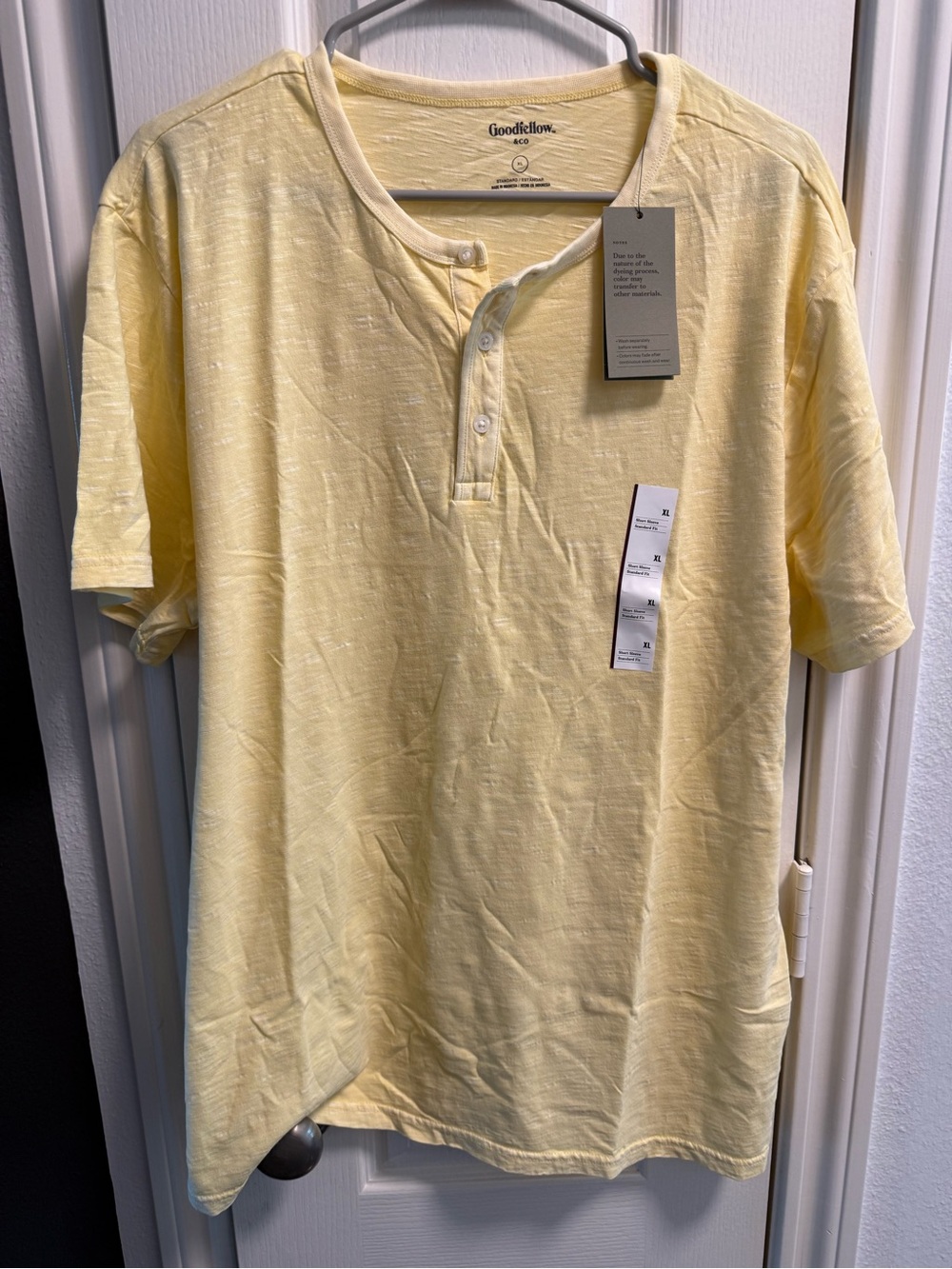 Goodfellow & Co Yellow Short-Sleeve Henley Shirt